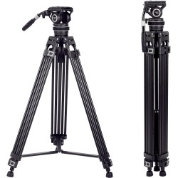 Cayer BF310 Video Tripod with K10 Fluid Head, Adjustable Pan Drag Control and 2-Section Pan Handle Cayer BF310 Video Tripod with K10 Fluid Head, Adjustable Pan Drag Control and 2-Section Pan Handle